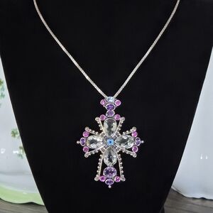 NICKY BUTLER 925 Sterling Silver Designer Cross Pendant Necklace Prasiolite NB